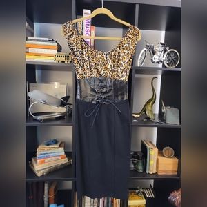 Bettie Page Corset Animal Print XS Dress Rockabilly Halloween Retro